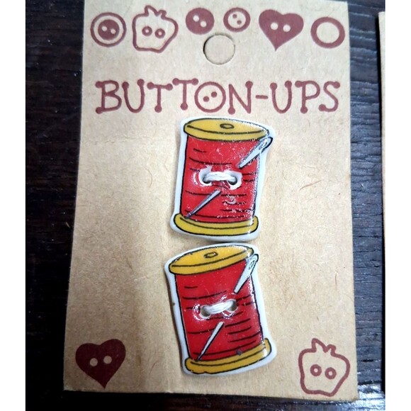 NEW Vintage Lot of 12 Ceramic Sewing Themed Buttons Westrim Crafts "Button-Ups" - Picture 2 of 8